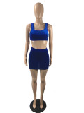 Velvet Solid Color Vest And Mini Skirt Two Piece Sets ML-7473
