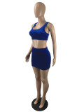 Velvet Solid Color Vest And Mini Skirt Two Piece Sets ML-7473