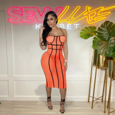 Fashion Sexy Mesh Sling Midi Dress YD-8584