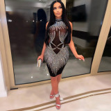 Plus Size Hot Drilling Sleeveless Bodycon Night Club Dress NY-2362