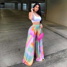 Printed Loose High Waist Wide Leg Pants SH-390292