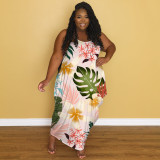 Plus Size Casual Sling Print Maxi Dress NNWF-7457