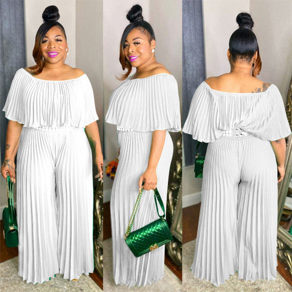 Plus Size Fashion Solid Color Elegant Casual Jumpsuit NNWF-7466