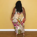Plus Size Casual Sling Print Maxi Dress NNWF-7457