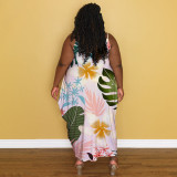 Plus Size Casual Sling Print Maxi Dress NNWF-7457