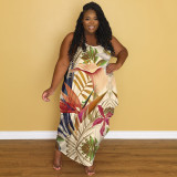 Plus Size Casual Sling Print Maxi Dress NNWF-7457
