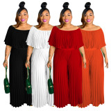 Plus Size Fashion Solid Color Elegant Casual Jumpsuit NNWF-7466