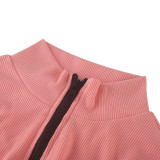 Solid Ribbed Sleeveless Zipper Tight Jumpsuit MZ-2725