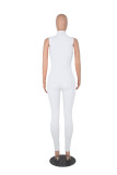 Solid Ribbed Sleeveless Zipper Tight Jumpsuit MZ-2725