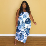 Plus Size Casual Sling Print Maxi Dress NNWF-7457