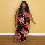 Plus Size Casual Sling Print Maxi Dress NNWF-7457