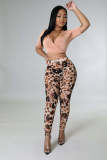 Fashion Sexy Short Sleeve Mesh Print Pants Two Piece Sets YD-8581