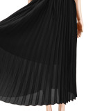 Chiffon Pleated Sleeveless Big Swing Maxi Dress ASL-6570