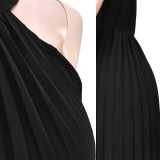 Chiffon Pleated Sleeveless Big Swing Maxi Dress ASL-6570