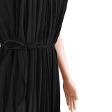 Chiffon Pleated Sleeveless Big Swing Maxi Dress ASL-6570