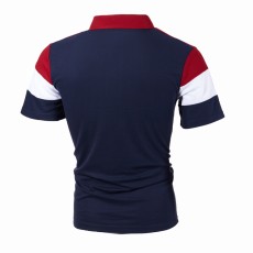 Men's Sports Casual Lapel Color Block Short Sleeve Top FLZH-ZT122