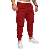 Men's Solid Color Tether Casual Pants FLZH-8811