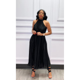 Chiffon Pleated Sleeveless Big Swing Maxi Dress ASL-6570