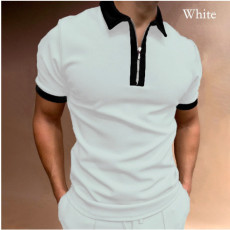Men's Short Sleeve Slim Fit Zip Lapel Pullover Polo FLZH-ZT157