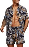 Short Loose Hawaiian Print Casual Shirt Set FLZH-ZT165-ZK81