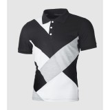 Men Color Block Fashion Short Sleeve Top FLZH-ZT83