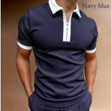 Men's Short Sleeve Slim Fit Zip Lapel Pullover Polo FLZH-ZT157