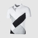 Men Color Block Fashion Short Sleeve Top FLZH-ZT83