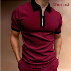 Men's Short Sleeve Slim Fit Zip Lapel Pullover Polo FLZH-ZT157