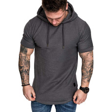 Men Solid Short Sleeve Casual Hoodie FLZH-ZT110