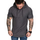 Men Solid Short Sleeve Casual Hoodie FLZH-ZT110