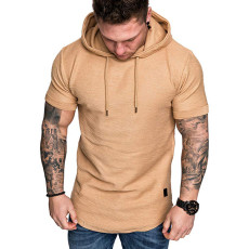 Men Solid Short Sleeve Casual Hoodie FLZH-ZT110