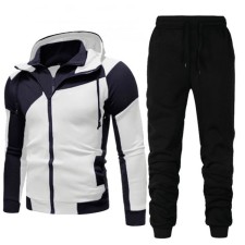Men Color Block Double Zipper Hooded Two Piece Sets FLZH-ZW20-ZK33
