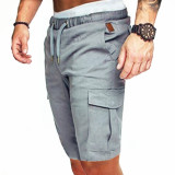 Men's Solid Color Tether Casual Shorts FLZH-ZK57