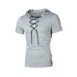 Men's Casual Short Sleeve Hoodie FLZH-ZT119