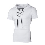 Men's Casual Short Sleeve Hoodie FLZH-ZT119