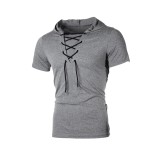 Men's Casual Short Sleeve Hoodie FLZH-ZT119