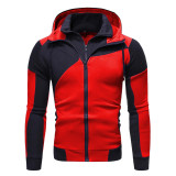 Men's Color Block Double Zip Fashion Hooded Coats FLZH-ZW20
