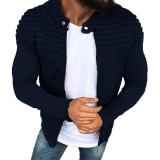 Sports Casual Men's Pleats Slim Zipper Long Sleeve Coat FLZH-ZW82