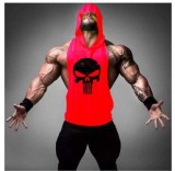 Men Skull Printed Sleeveless Hooded Vest FLZH-ZT32