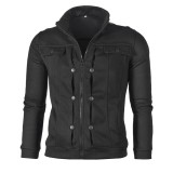 Men Fashion Zipper Solid Color Coats FLZH-W-70