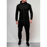 Men Solid Casual Zipper Two Piece Pants Set FLZH-ZW53-ZK19