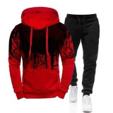 Men Ink Splash Print Hooded Sweatshirt Two-Piece Pants Sets FLZH-ZW86-ZK33