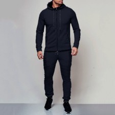 Men Solid Casual Zipper Two Piece Pants Set FLZH-ZW53-ZK19