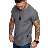Men's Casual Fashion Solid Color Short Sleeve T-Shirt FLZH-ZT139