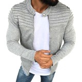 Sports Casual Men's Pleats Slim Zipper Long Sleeve Coat FLZH-ZW82