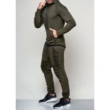 Men Solid Casual Zipper Two Piece Pants Set FLZH-ZW53-ZK19