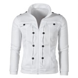 Men Fashion Zipper Solid Color Coats FLZH-W-70