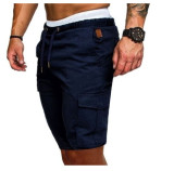 Men's Solid Color Tether Casual Shorts FLZH-ZK57