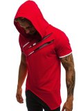 Men Hole Hooded Short Sleeve Top FLZH-ZT121