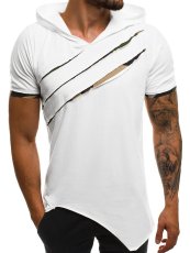 Men Hole Hooded Short Sleeve Top FLZH-ZT121